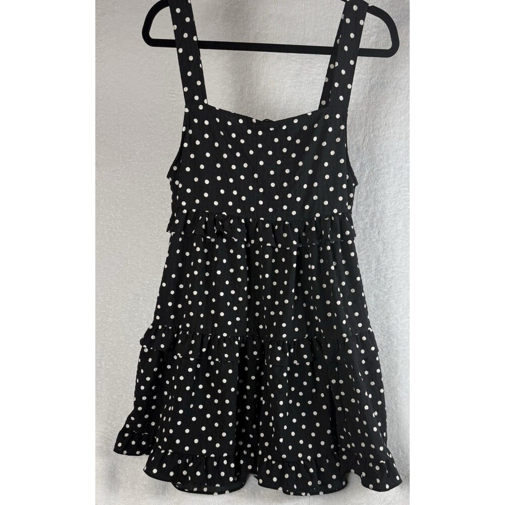 ASOS Design Black Pika Dot Sun Dress - Size 16
